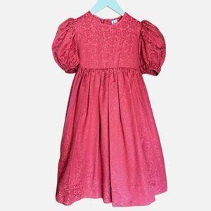 Isabel Garreton Girls Hand Smocked Puff Sleeve Bow Tie Back Long Dress size 8